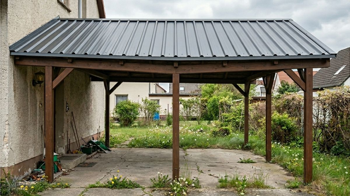 Neuer Carport mit modernem Flachdach